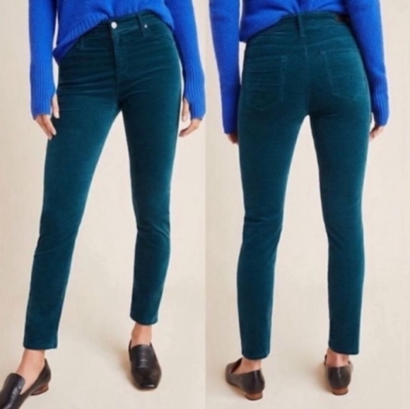 Adriano Goldshmeid AG Size 30 Teal Corduroy Pants Jeans Stevie Slim Straight - Picture 1 of 16
